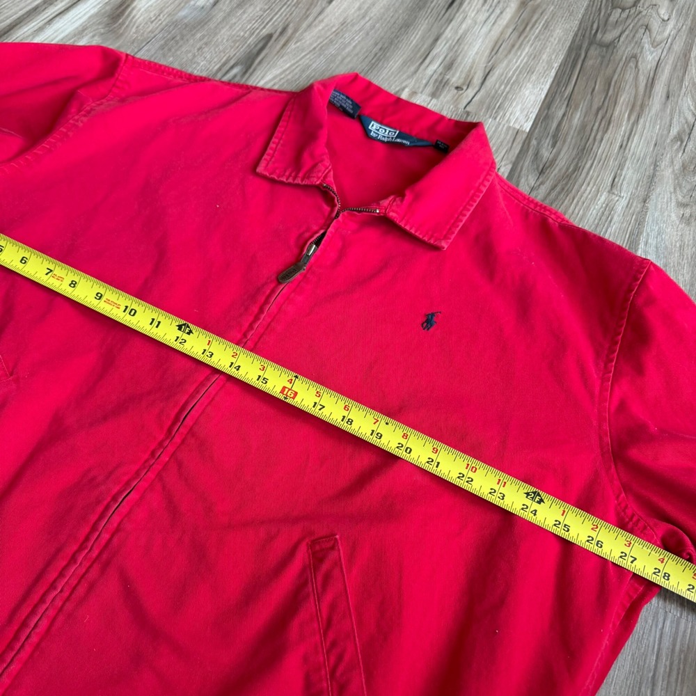 Vintage Polo Ralph Lauren Mens Red Cotton Harrington Jacket Full Zip Pony XXL - Picture 3 of 8